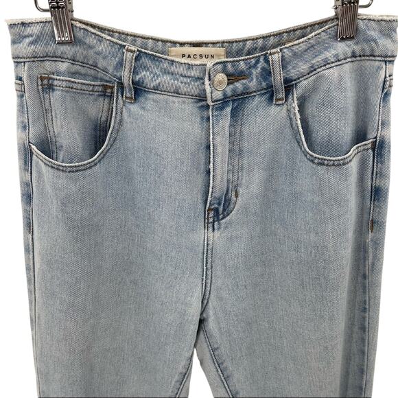 PACSUN Straight Leg Y2K Light Wash High Waisted Boho Relaxed Mom Jeans Size 27 - Picture 2 of 10